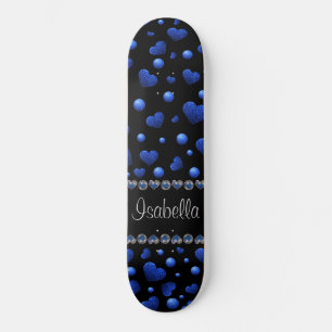 Skateboard Nom personnalisé, motif de parties scintillant coe