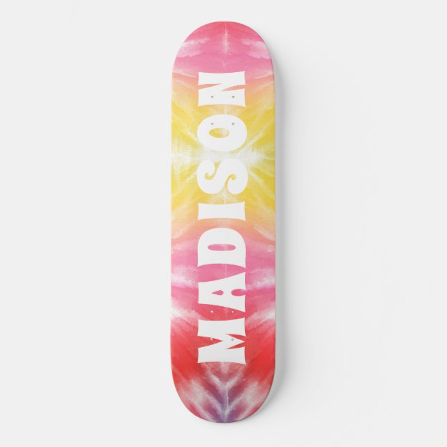 Skateboard Nom personnalisé personnalisé cool Girly Tie Dye (Recto)