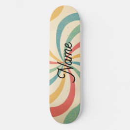 Skateboard Nom personnalisé Retro Stripes Typographie