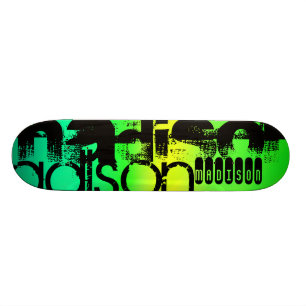 Skateboard Nom personnalisé sur Neon Aqua Vert et Jaune