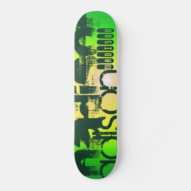 Skateboard Nom personnalisé sur Neon Yellow & Green (Recto)