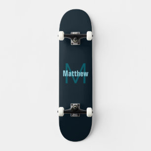 Skateboard Nom simple en gras personnalisable en monogramme