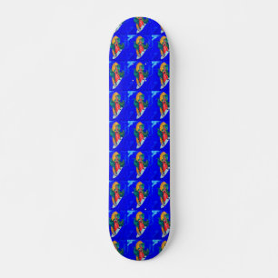 Skateboard nonnes surfantes sur la planche à roulettes bleue