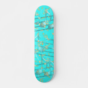 Skateboard notes de musique artistique gris turquoise skatebo