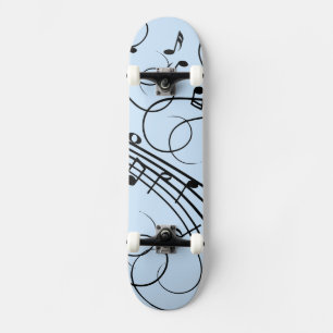 Skateboard Notes de musique fantaisie Bleu