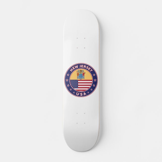 Skateboard Nouveau Jersey, autocollant Nouveau Jersey, étui d (Recto)