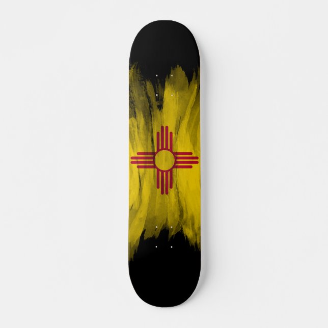 Skateboard Nouveau-Mexique trait de pinceau drapeau de l'état (Devant)