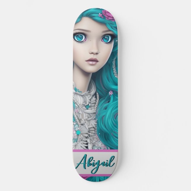 Skateboard Nouvelle Princesse de Londres avec les cheveux et  (Recto)
