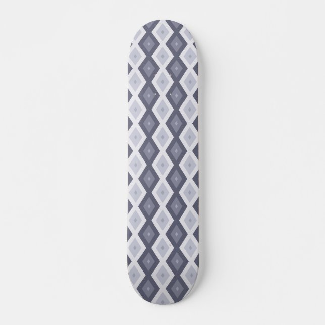 Skateboard Nuances de bleu gris motif diamant (Devant)