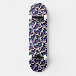 Skateboard Océan Waves Mer Japonais Abstrait Motif