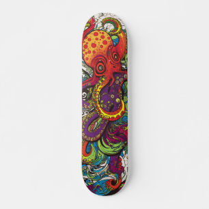 Skateboard Octopus psychédélique coloré