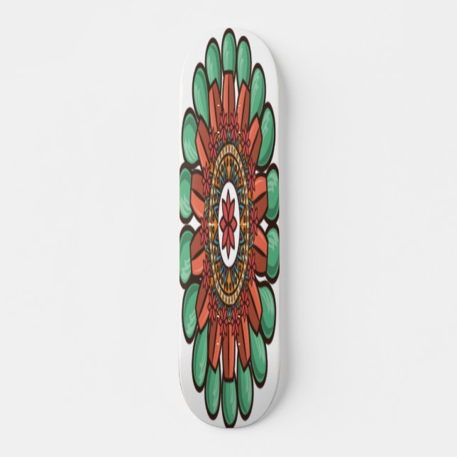 Skateboard Oeuvre Florale Décorative (Devant)