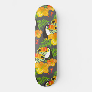 Skateboard Oiseau Toucan Orange Fleurs tropicales Feuilles ve