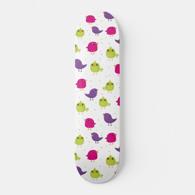 Skateboard Oiseaux colorés mignons   (Recto)