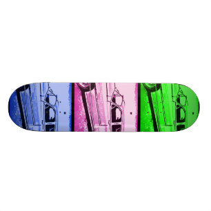 Skateboard Old Classic Car Watercolor Pop Art Imprimer