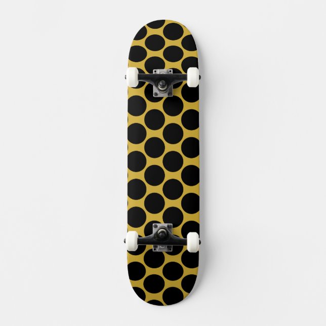 Skateboard Or métallique avec style point noir (Recto)