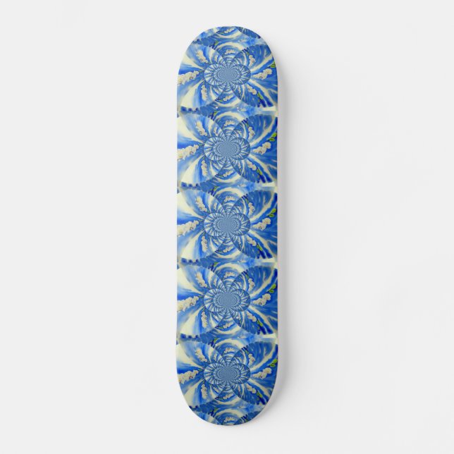 Skateboard Orchidée aquarelle peinture, Nuages Mandala (Recto)