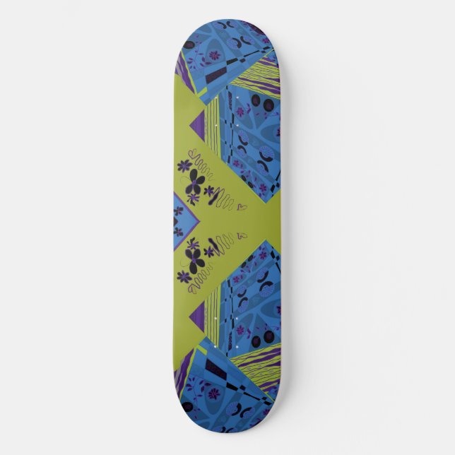 Skateboard Origami Chintz (L) Blue Indigo Olive Black (Recto)