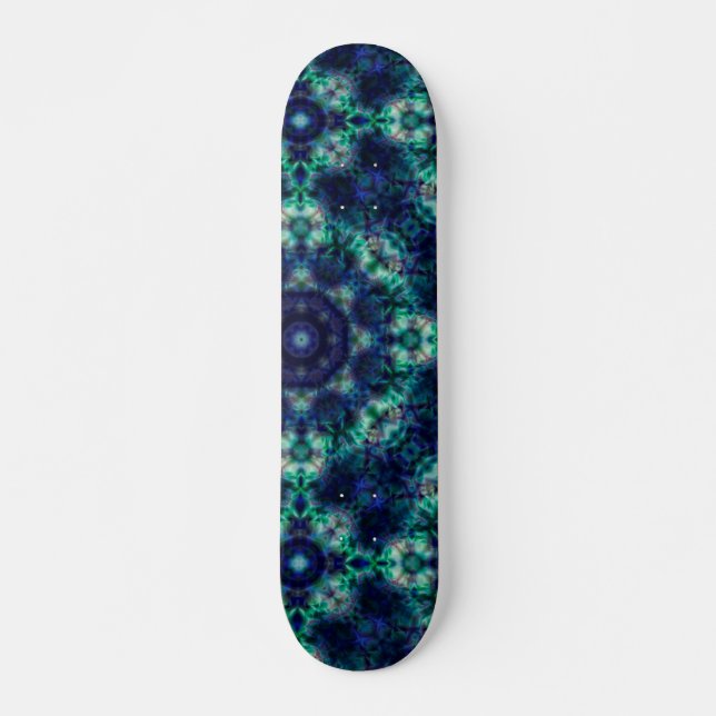 Skateboard Ornement bleu vert (Devant)