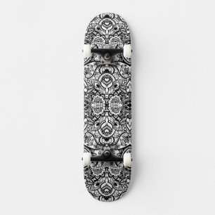 Skateboard Paisley floral noir