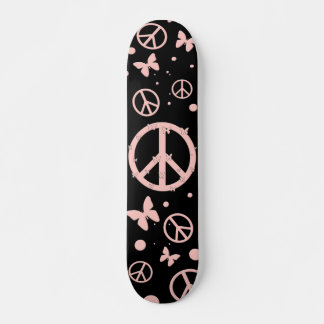 Skateboard Paix rose et papillons