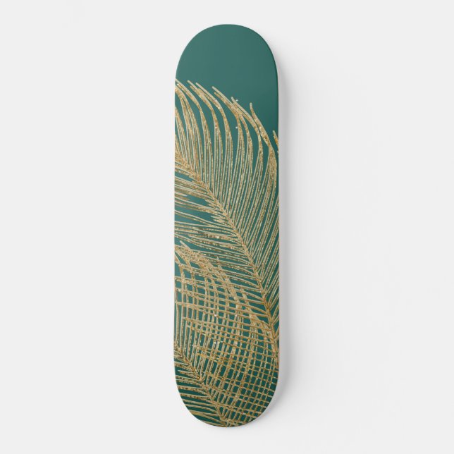 Skateboard Palm Feuille Finesse Line Art avec Gold Foil #4 (Recto)