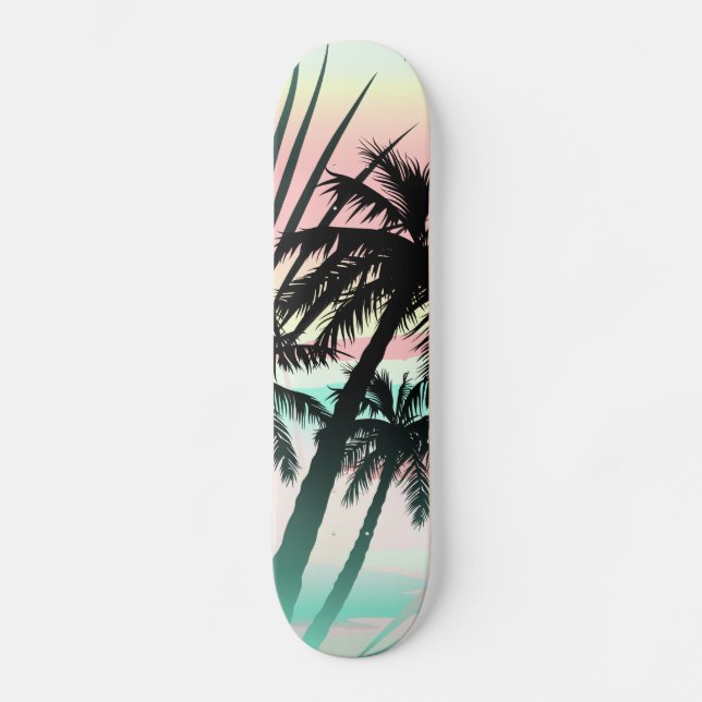 Skateboard Palmes noires au coucher du soleil (Recto)
