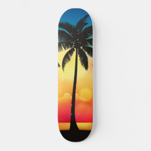 Skateboard Palmier au coucher du soleil