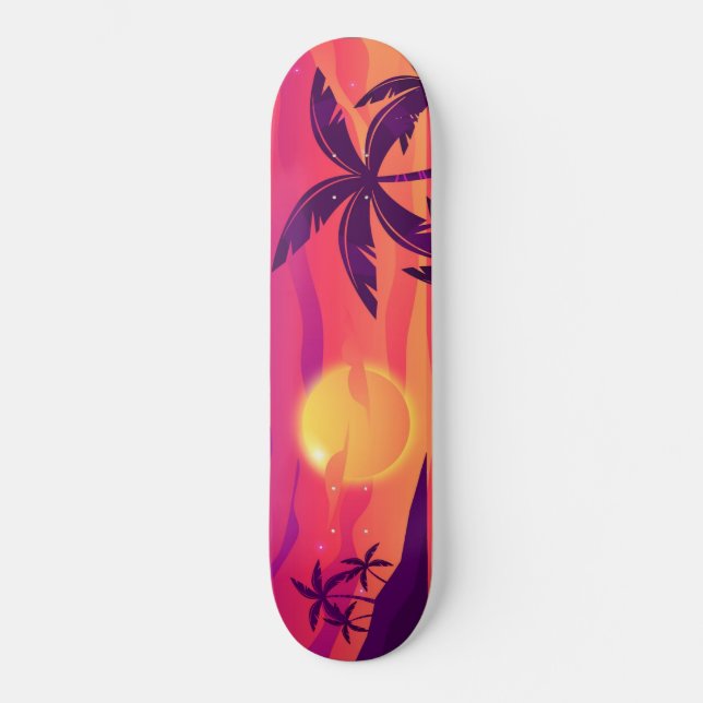 Skateboard Palmiers côtiers au coucher du soleil (Recto)