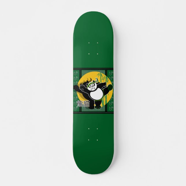 Skateboard Panda d'Arts Martiaux - Vert (Devant)