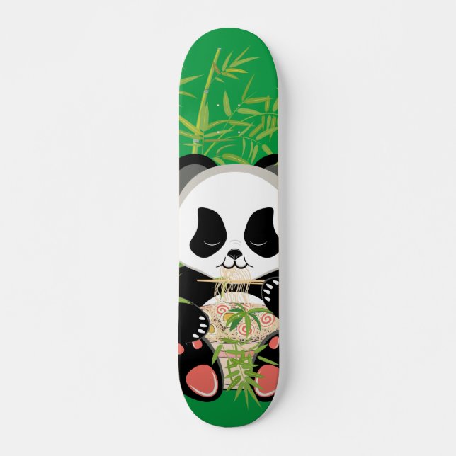 Skateboard Panda de caricature ours mangeant ramen (Devant)