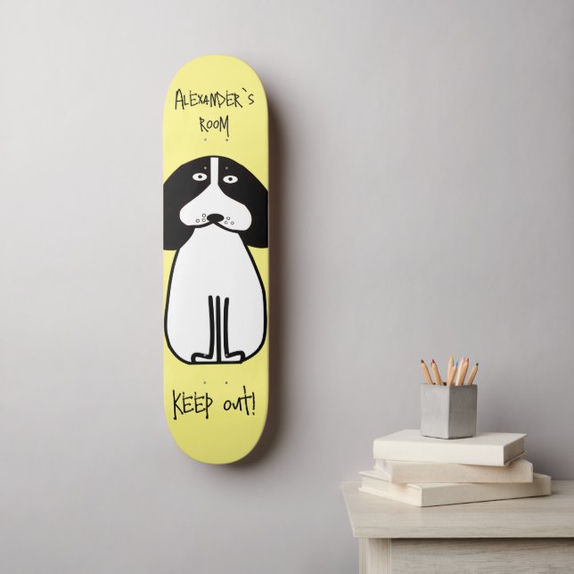 Skateboard Panneau personnalisé "Keep Out" Chien Room (Art mural)
