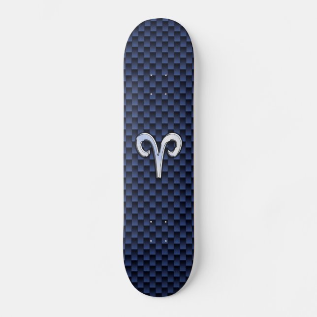 Skateboard Panneau Zodiac Silver Aries Bleu Carbone Fibres Im (Recto)