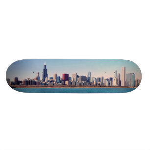 Skateboard Panorama de l'horizon de Chicago