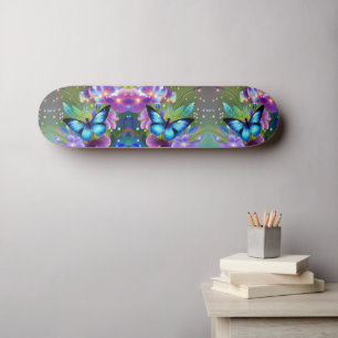 Skateboard Papillon bleu brillant dans Fairy Garden