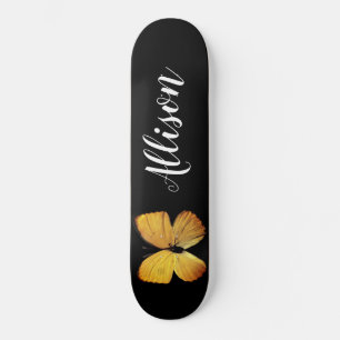 Skateboard Papillon jaune noir mignon Personnalisé