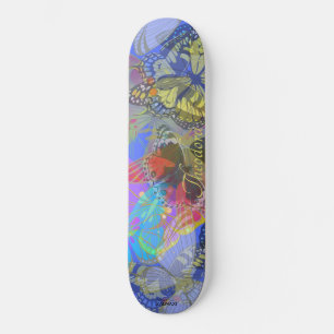 Skateboard Papillon Or Chic Bleu Jaune