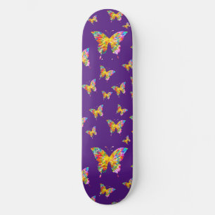 SKATEBOARD PAPILLONS COLORÉS ABSTRAITS