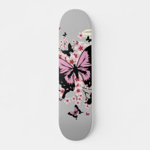 Skateboard Papillons de Cerisier en Fleur