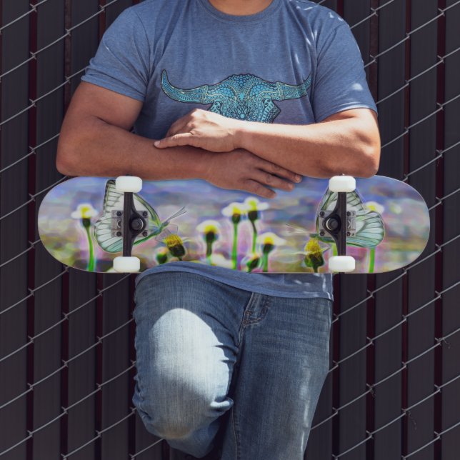 Skateboard Papillons Fleurs Printemps soleil (Extérieur 3)