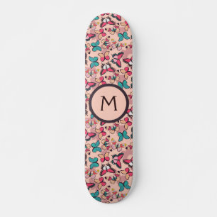 Skateboard Papillons Rose Turquoise Féminin Féminine Fantaisi