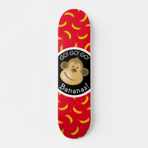 Skateboard Parti des singes et des bananes Rouge et Noir