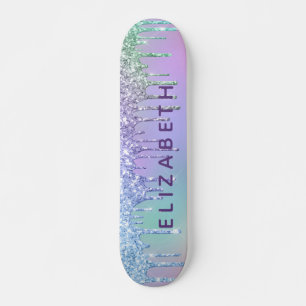 Skateboard Parties scintillant bleu vert mou Personnalisée