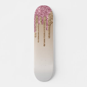 Skateboard Parties scintillant de séchage rose et or
