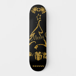 Skateboard Parties scintillant d'or Joyeux Noël, Père Noël