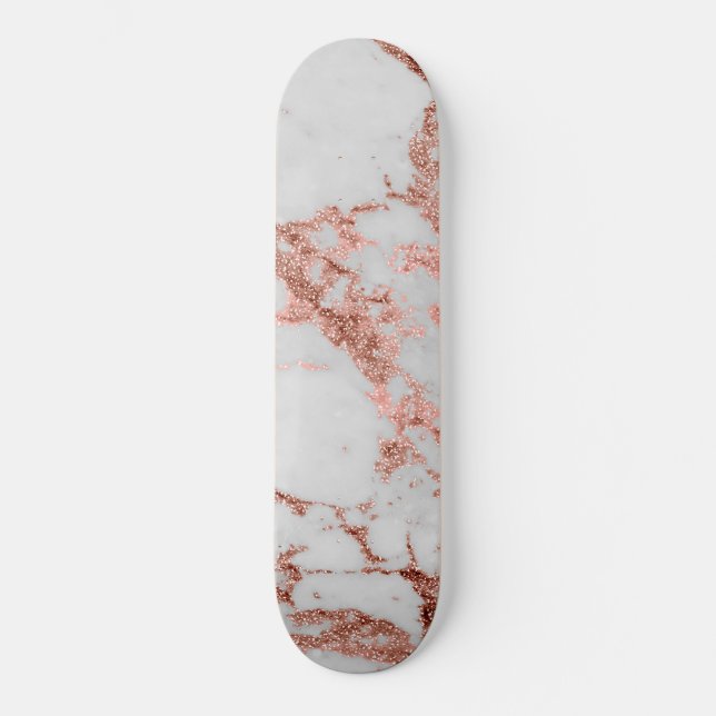Skateboard Parties scintillant d'or Rose en marbre moderne (Recto)
