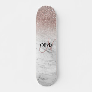 Skateboard Parties scintillant d'or Rose personnalisé en marb