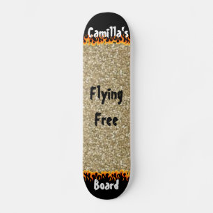 Skateboard Parties scintillant d'or simulée sur mesure