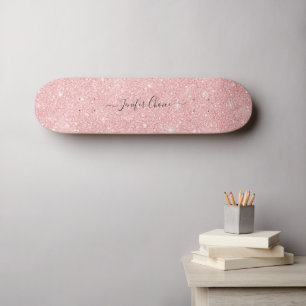 Skateboard Parties scintillant en pierre rose Nom personnalis