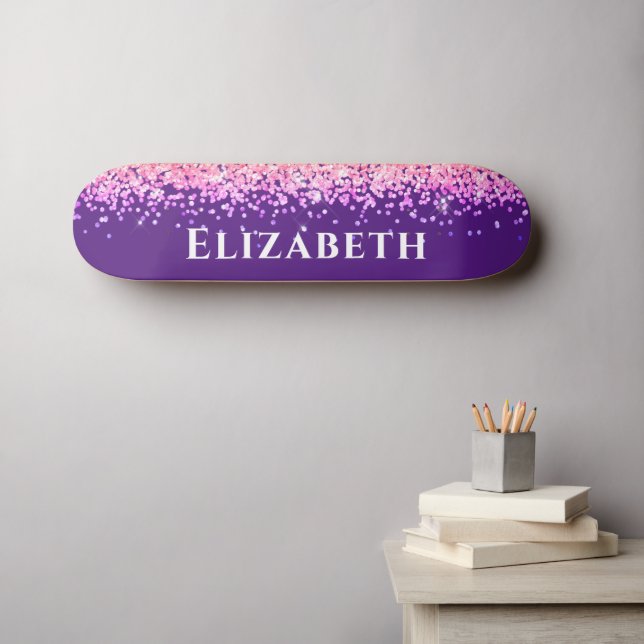 Skateboard Parties scintillant Faux Violet Et Rose Aesthétiqu (Art mural (Horz))